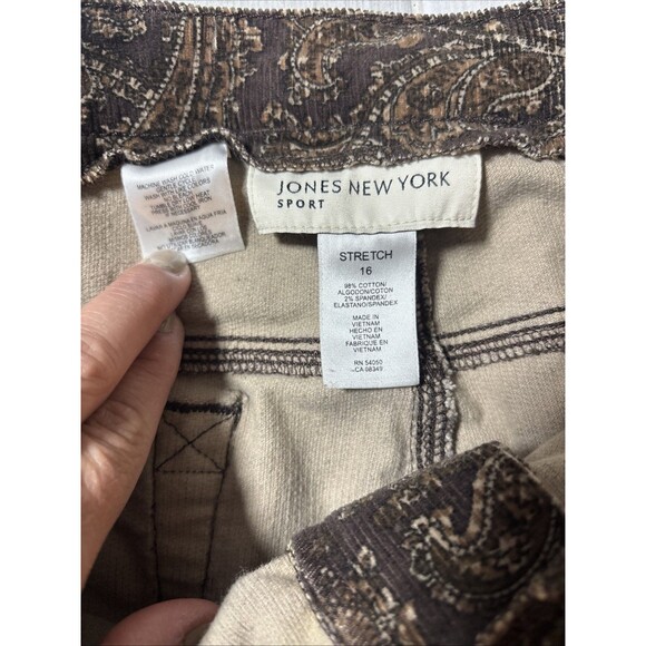 Boho Brown Corduroy Pants Women’s Paisley Print Chic Hippie Fall Look Size 16 - Picture 8 of 8